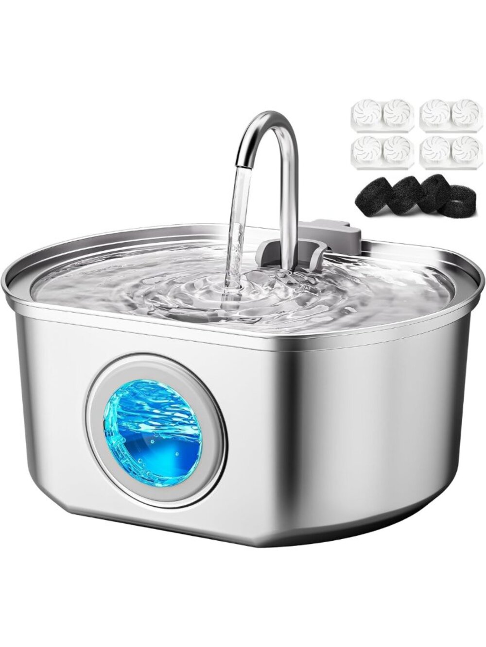 Stainless Steel Cat Water Fountain 108oz | Automatic Pet Drinking Dispenser Bowl